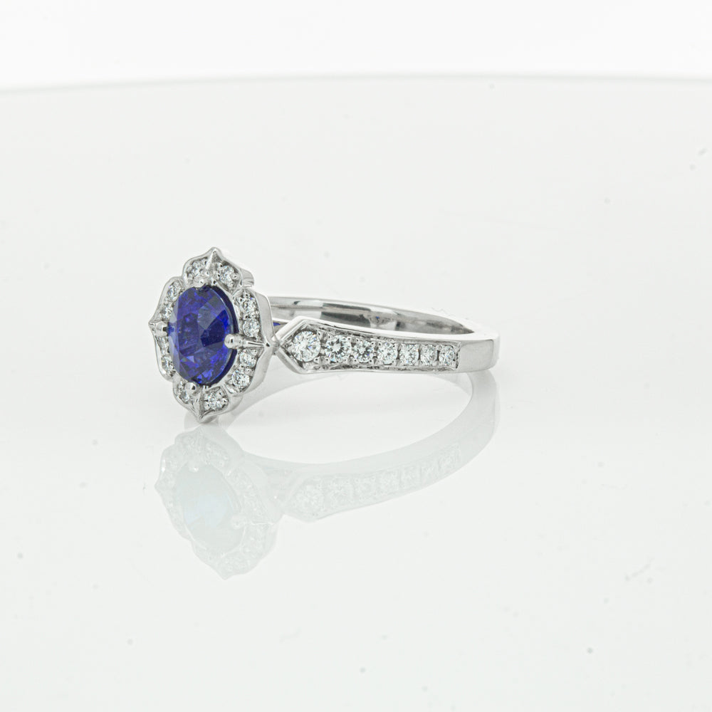 18ct White Gold Sapphire & Diamond Ring-Ring-Walker & Hall