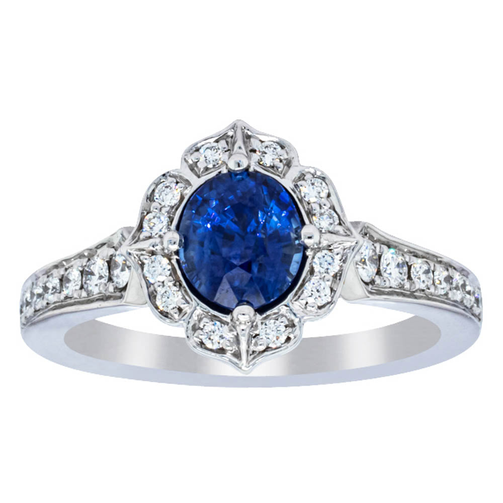 18ct White Gold Sapphire & Diamond Ring-Ring-Walker & Hall