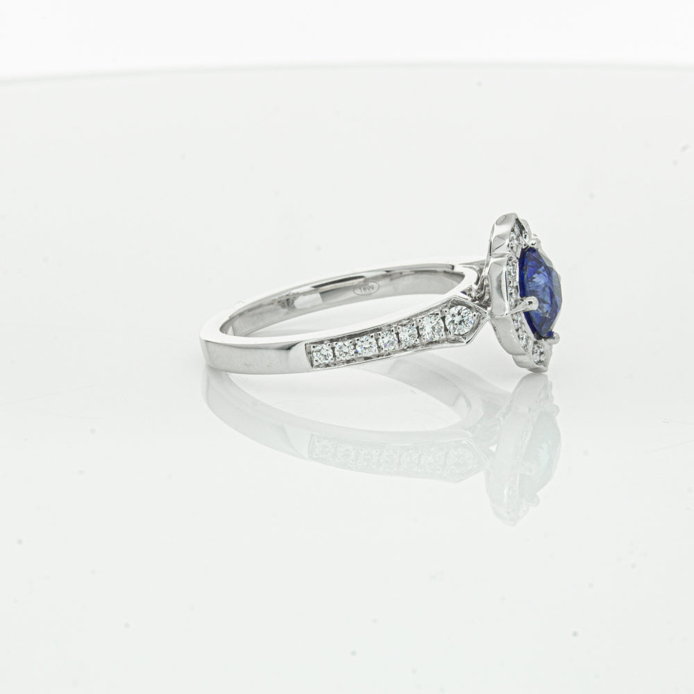 18ct White Gold Sapphire & Diamond Ring-Ring-Walker & Hall