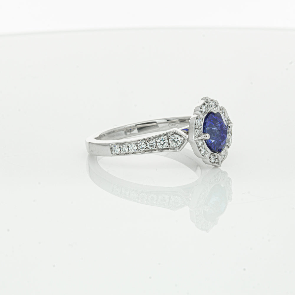 18ct White Gold Sapphire & Diamond Ring-Ring-Walker & Hall