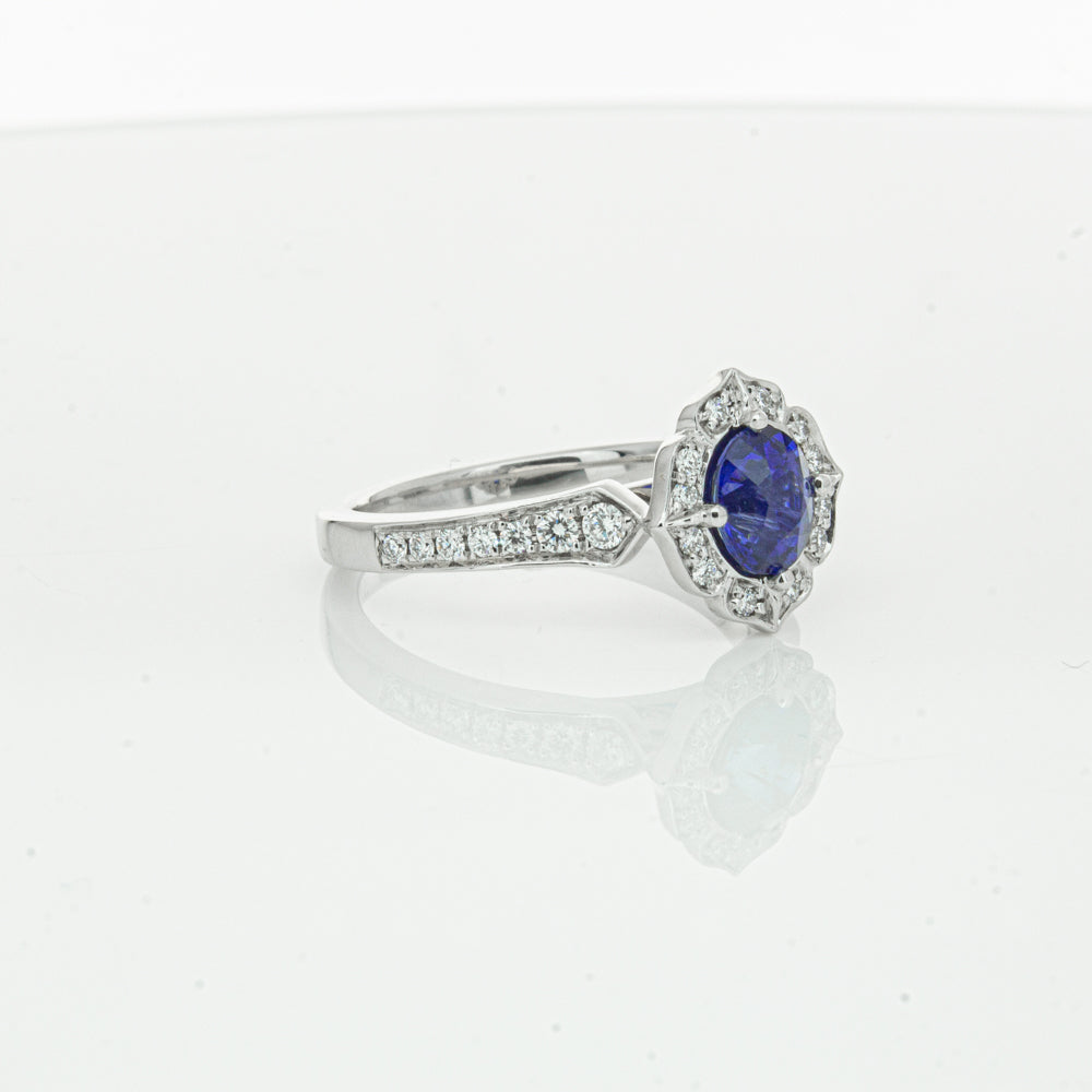 18ct White Gold Sapphire & Diamond Ring-Ring-Walker & Hall