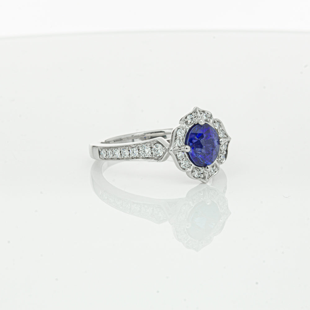18ct White Gold Sapphire & Diamond Ring-Ring-Walker & Hall