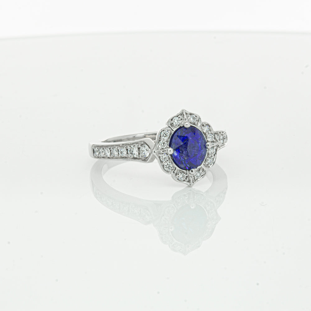 18ct White Gold Sapphire & Diamond Ring-Ring-Walker & Hall