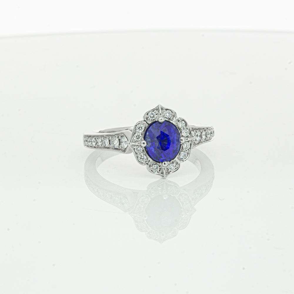 18ct White Gold Sapphire & Diamond Ring-Ring-Walker & Hall