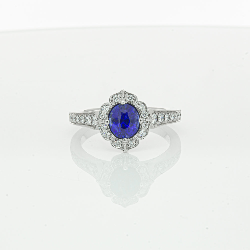 18ct White Gold Sapphire & Diamond Ring-Ring-Walker & Hall