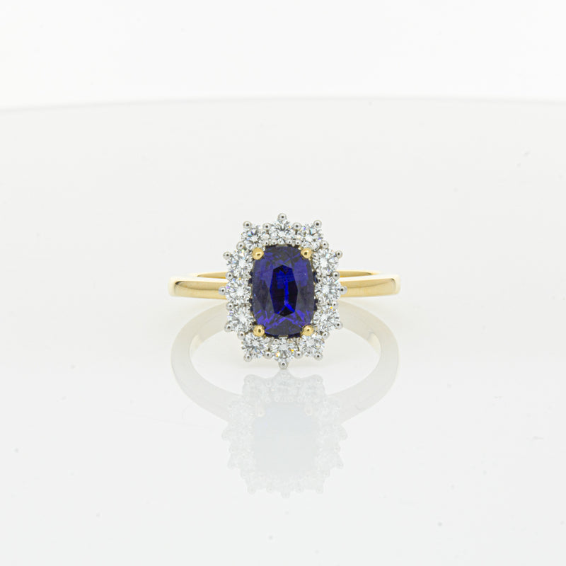 18ct Yellow Gold Sapphire & Diamond Belle Ring-Ring-Walker & Hall