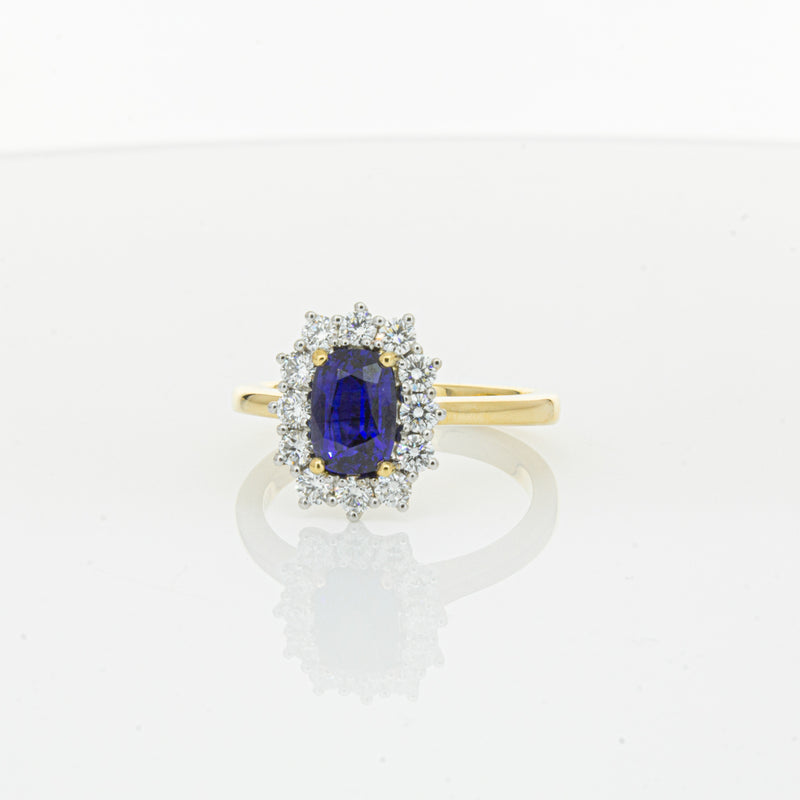 18ct Yellow Gold Sapphire & Diamond Belle Ring-Ring-Walker & Hall
