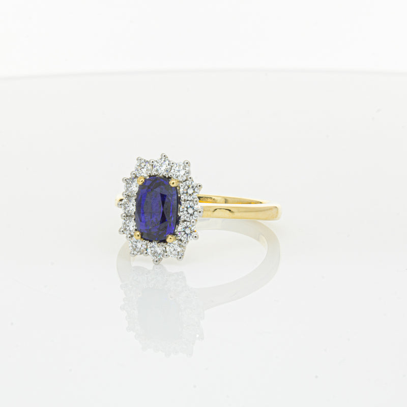 18ct Yellow Gold Sapphire & Diamond Belle Ring-Ring-Walker & Hall