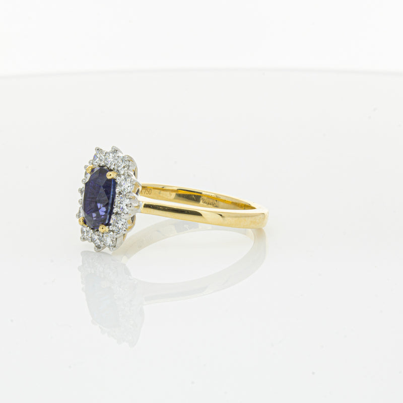 18ct Yellow Gold Sapphire & Diamond Belle Ring-Ring-Walker & Hall