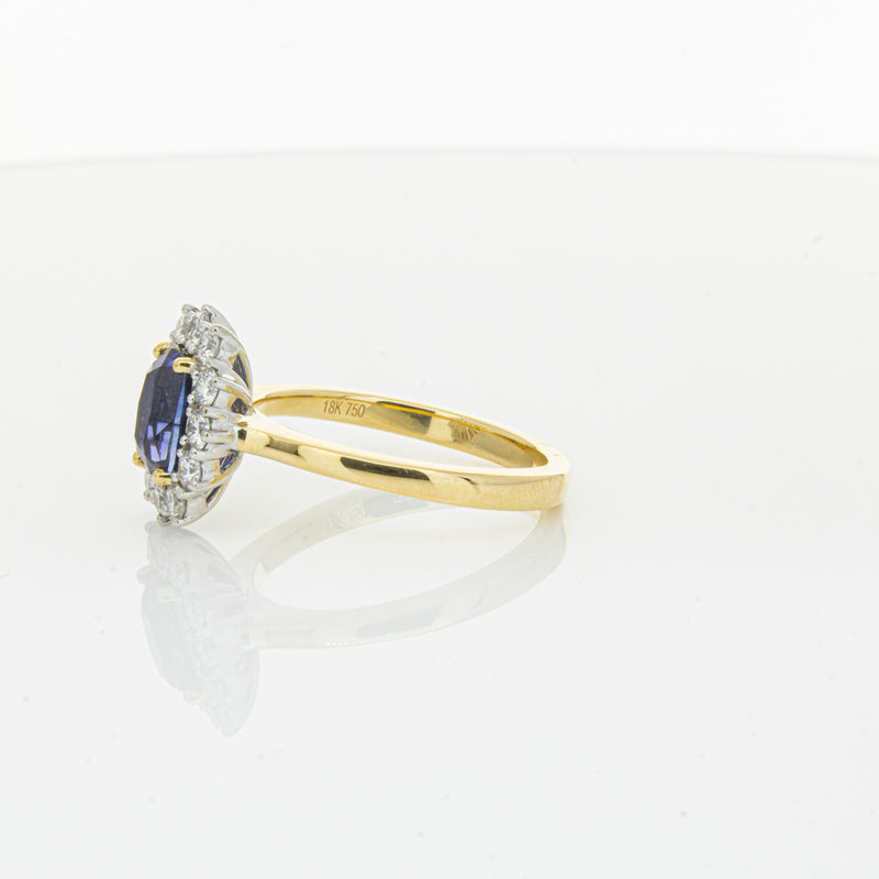 18ct Yellow Gold Sapphire & Diamond Belle Ring-Ring-Walker & Hall
