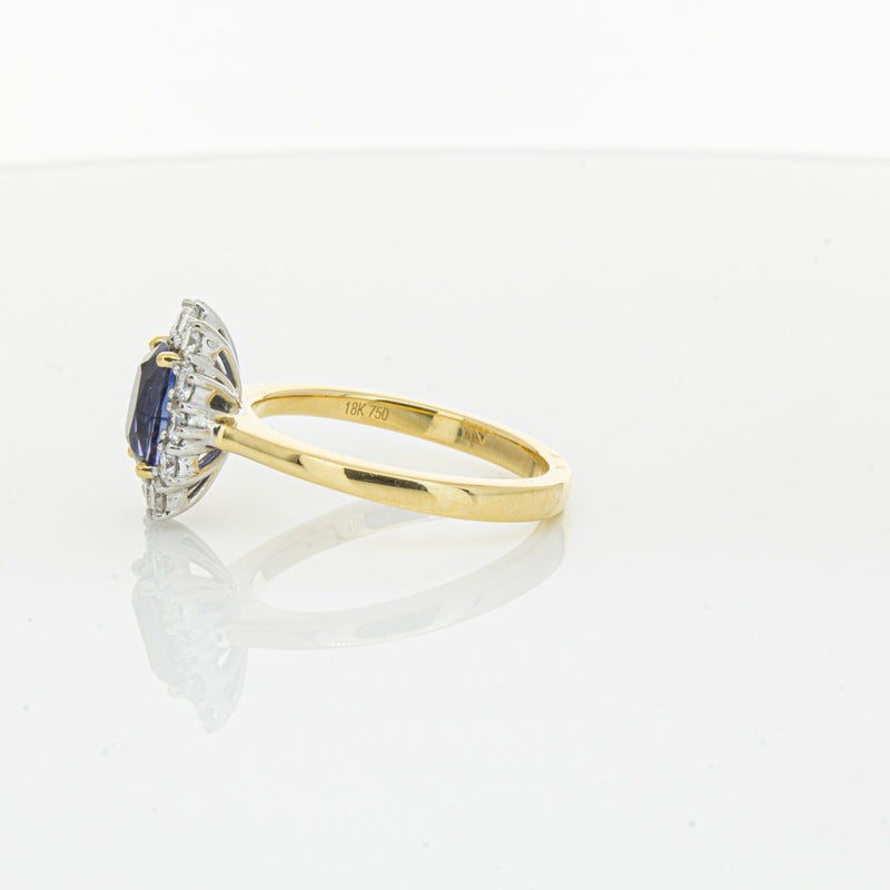18ct Yellow Gold Sapphire & Diamond Belle Ring-Ring-Walker & Hall