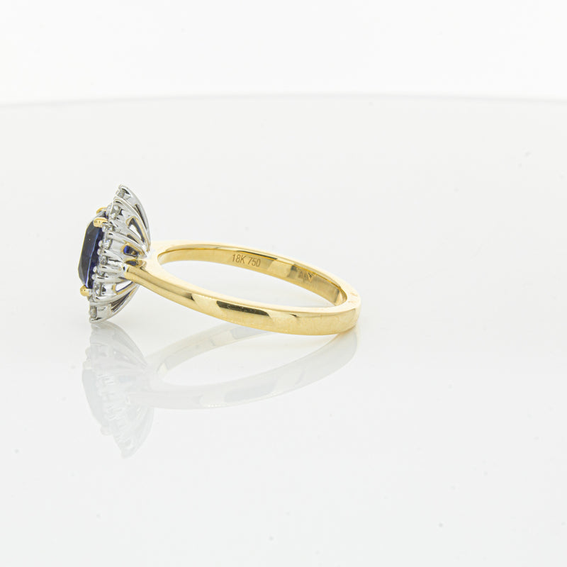 18ct Yellow Gold Sapphire & Diamond Belle Ring-Ring-Walker & Hall