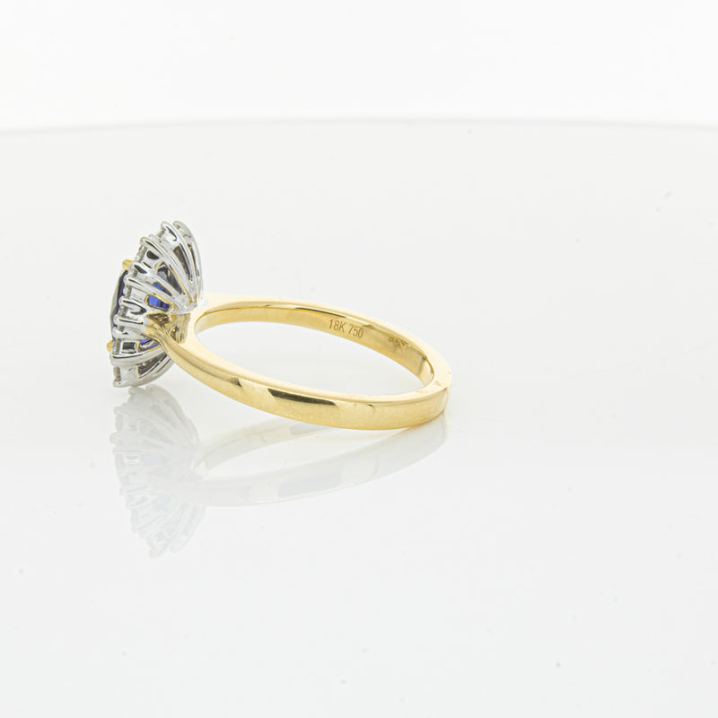 18ct Yellow Gold Sapphire & Diamond Belle Ring-Ring-Walker & Hall