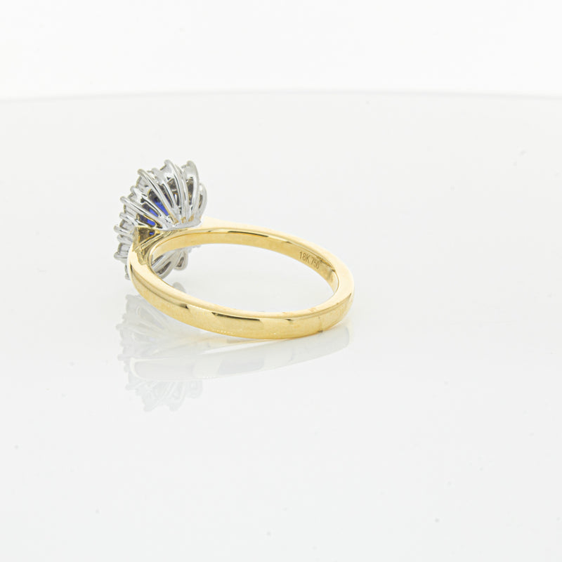 18ct Yellow Gold Sapphire & Diamond Belle Ring-Ring-Walker & Hall