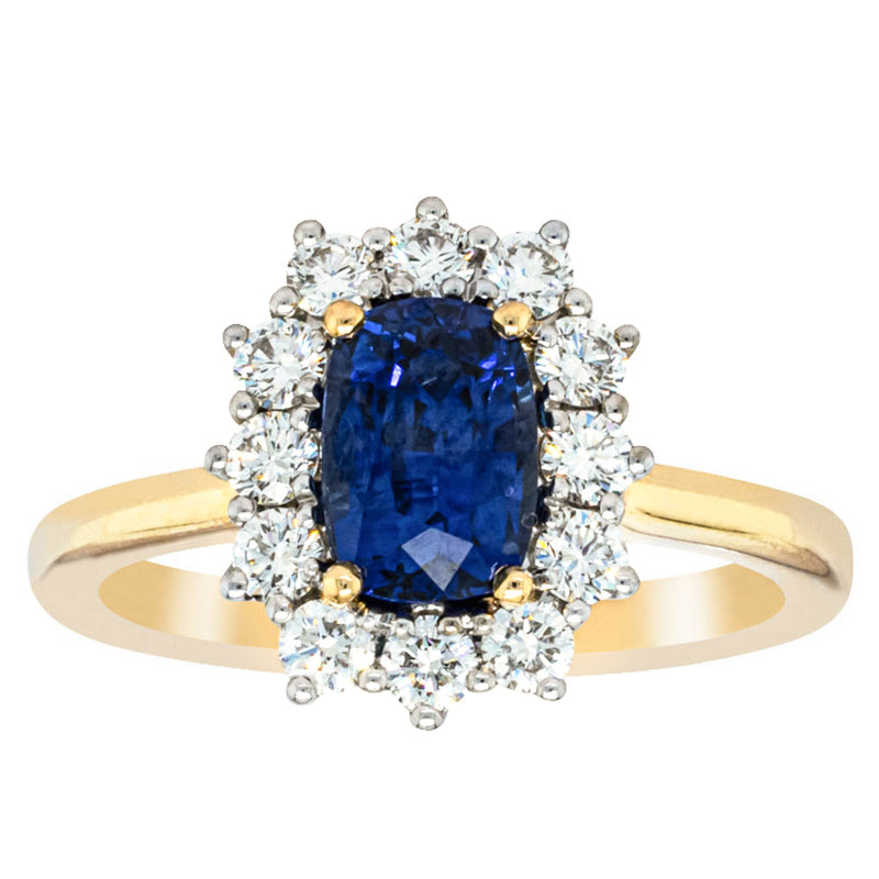18ct Yellow Gold Sapphire & Diamond Belle Ring-Ring-Walker & Hall