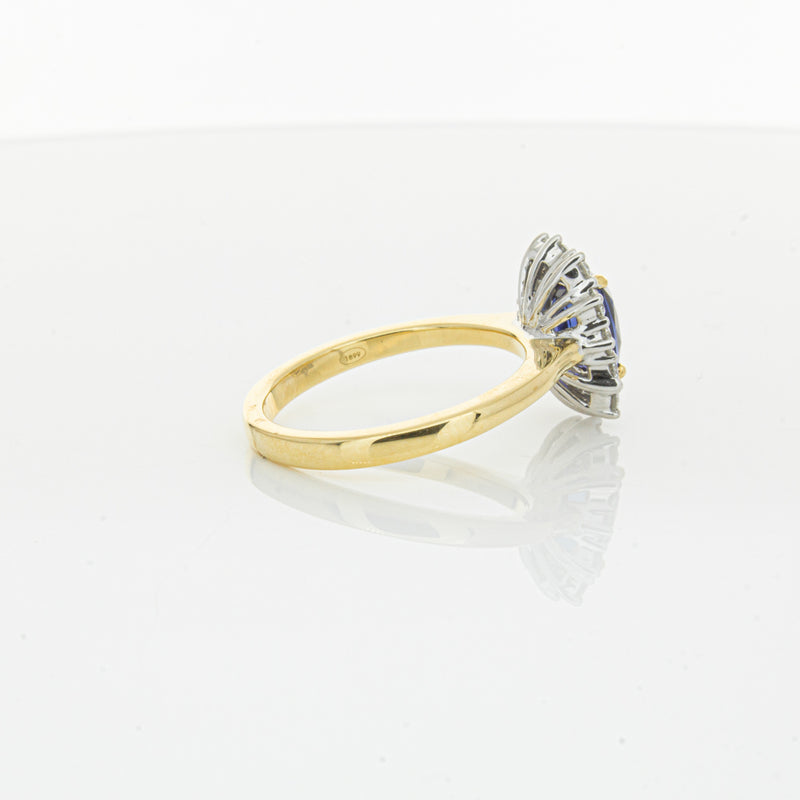 18ct Yellow Gold Sapphire & Diamond Belle Ring-Ring-Walker & Hall