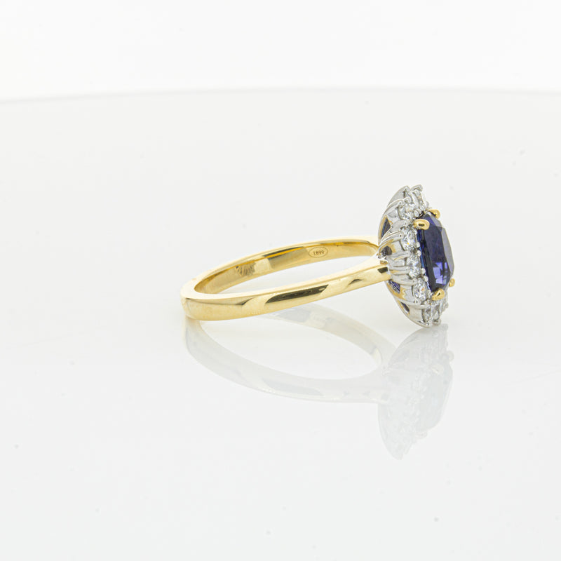 18ct Yellow Gold Sapphire & Diamond Belle Ring-Ring-Walker & Hall