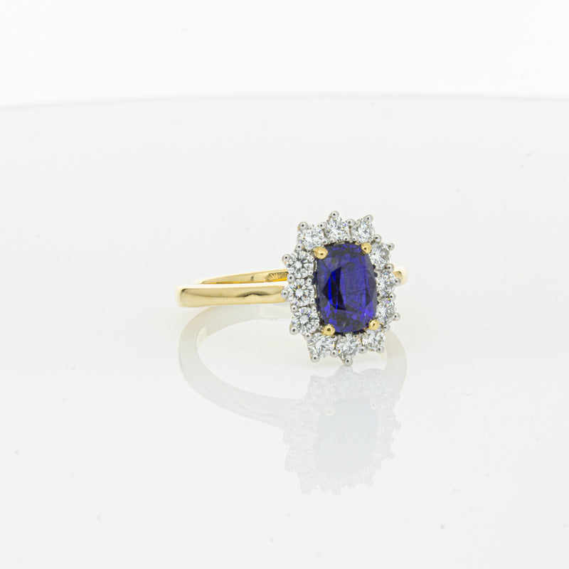 18ct Yellow Gold Sapphire & Diamond Belle Ring-Ring-Walker & Hall
