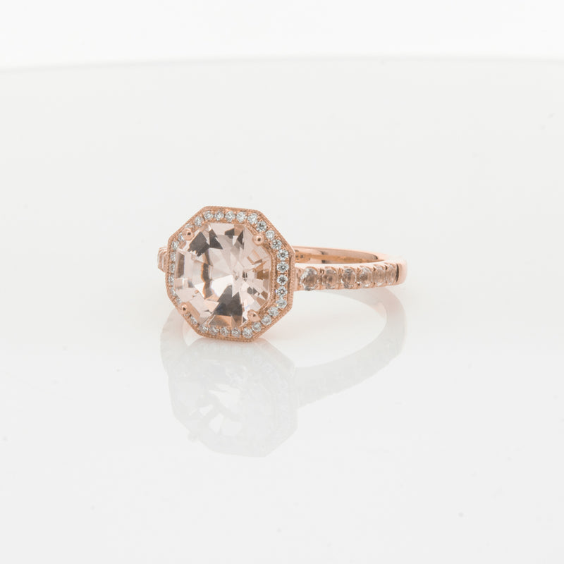 18ct Rose Gold Morganite Octavex Ring-Ring-Walker & Hall