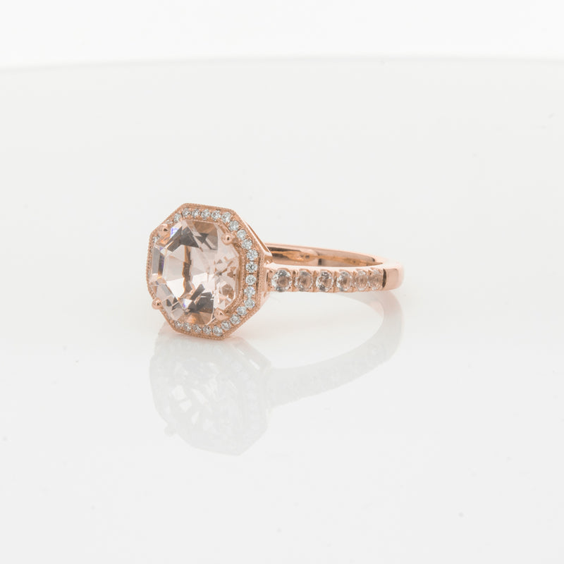 18ct Rose Gold Morganite Octavex Ring-Ring-Walker & Hall