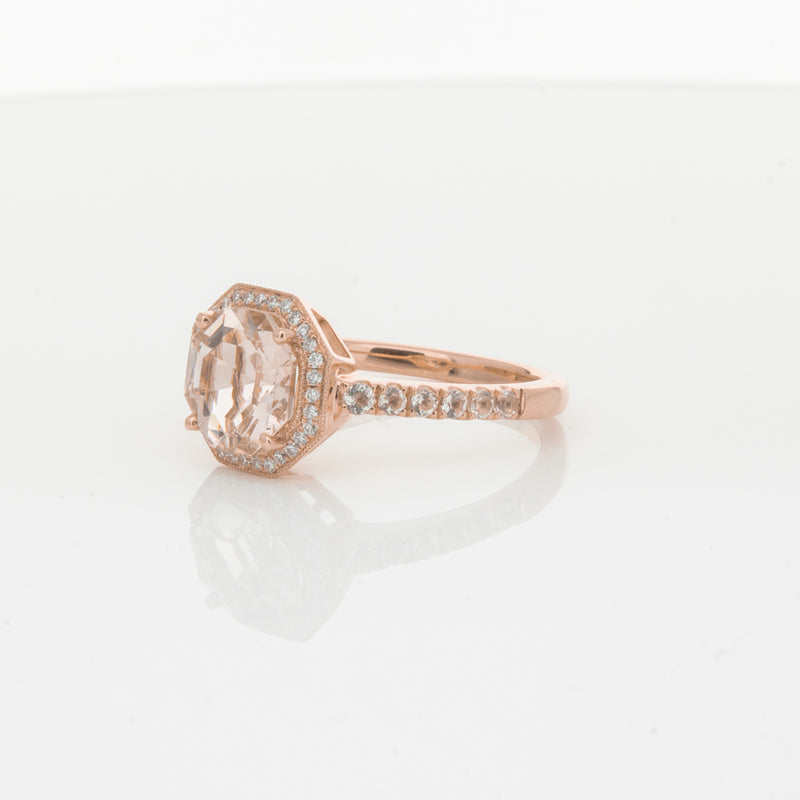 18ct Rose Gold Morganite Octavex Ring-Ring-Walker & Hall