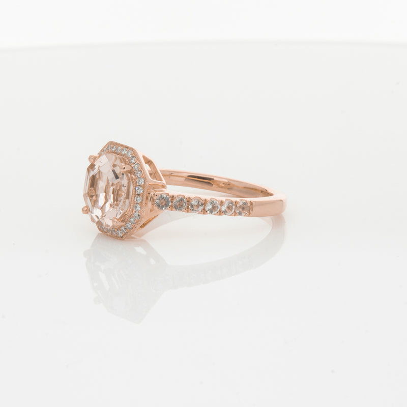 18ct Rose Gold Morganite Octavex Ring-Ring-Walker & Hall