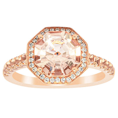 18ct Rose Gold Morganite Octavex Ring-Ring-Walker & Hall