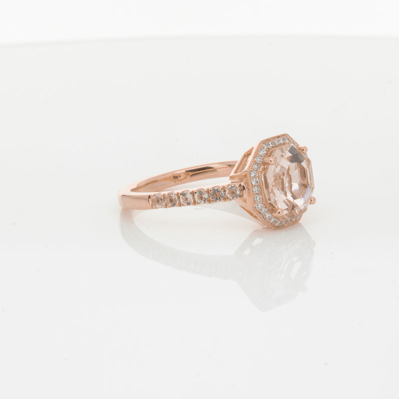 18ct Rose Gold Morganite Octavex Ring-Ring-Walker & Hall