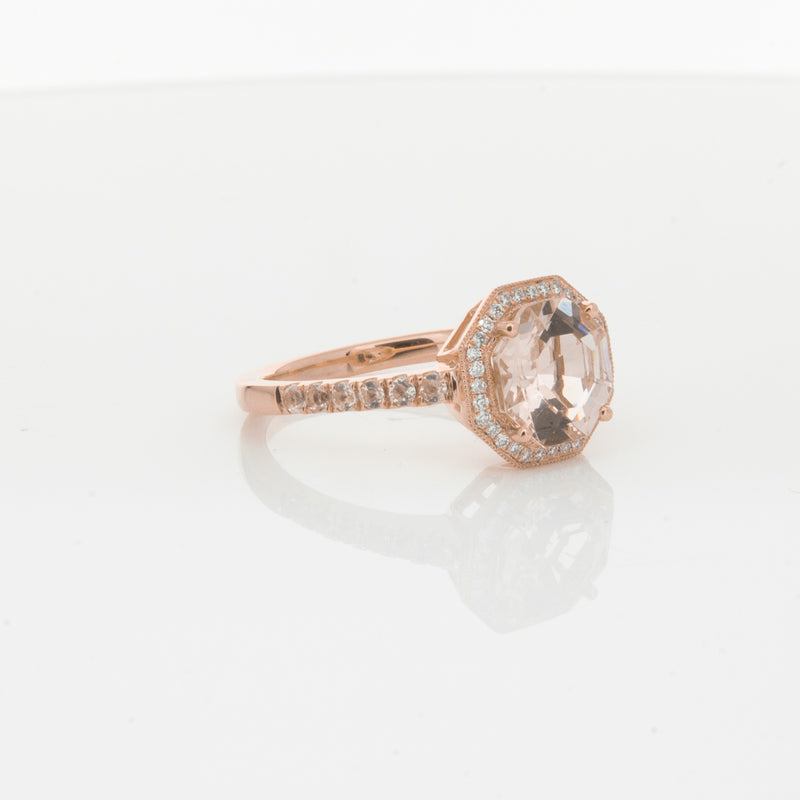 18ct Rose Gold Morganite Octavex Ring-Ring-Walker & Hall