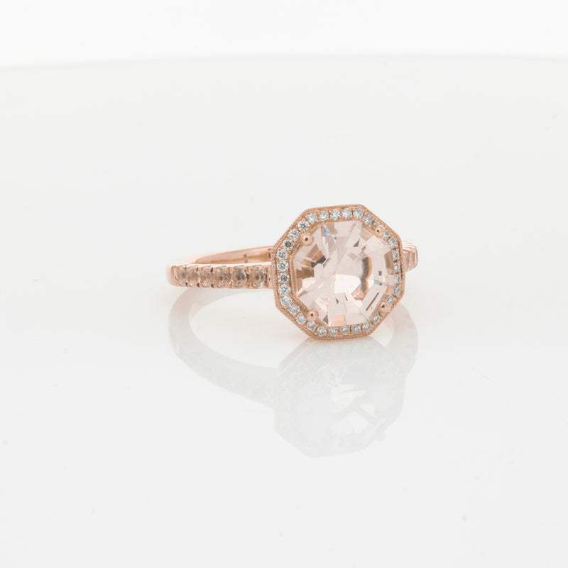 18ct Rose Gold Morganite Octavex Ring-Ring-Walker & Hall
