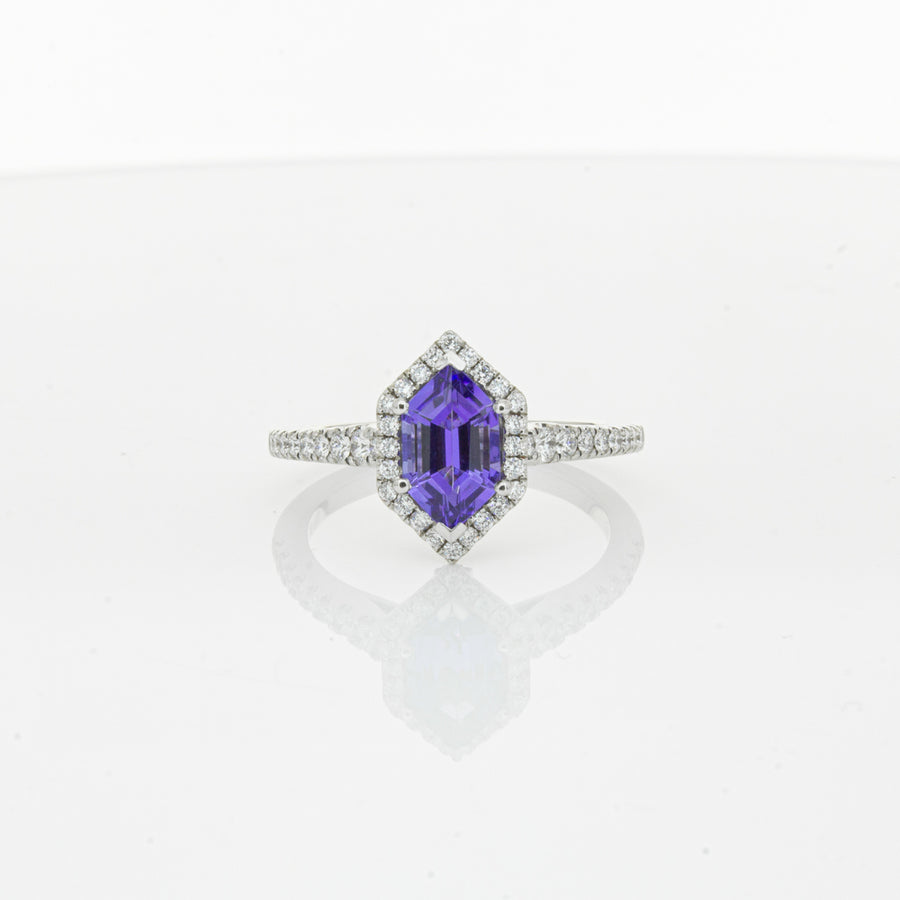 18ct White Gold 1.30ct Tanzanite & Diamond Mini Sierra Ring-Ring-Walker & Hall