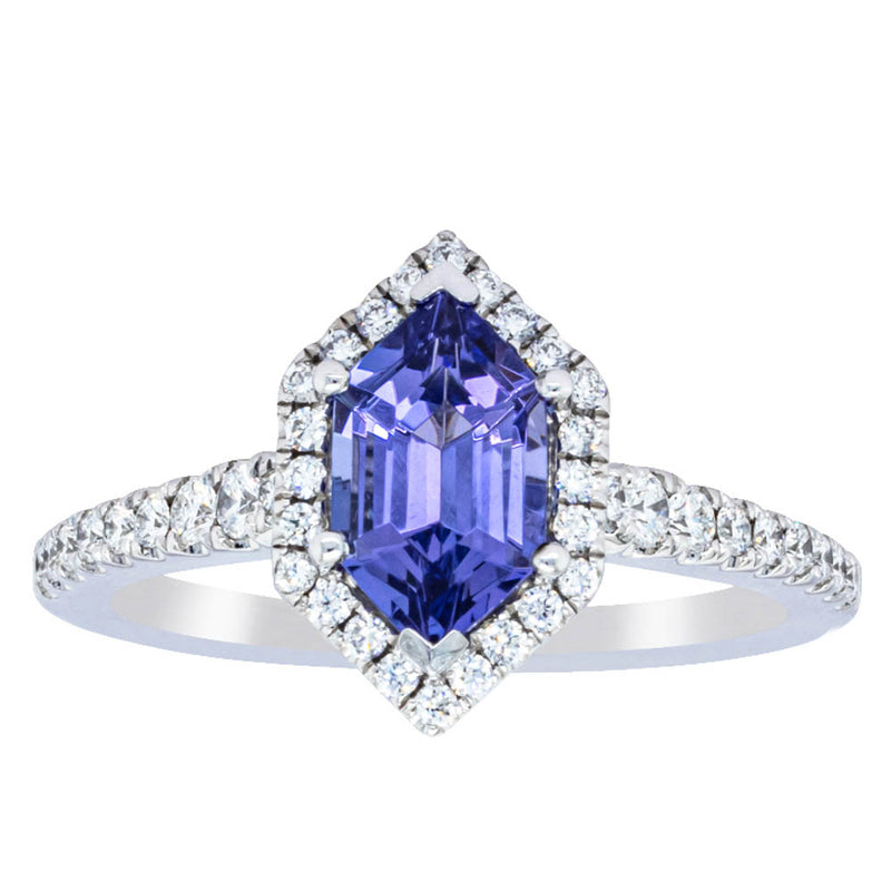18ct White Gold 1.30ct Tanzanite & Diamond Mini Sierra Ring-Ring-Walker & Hall