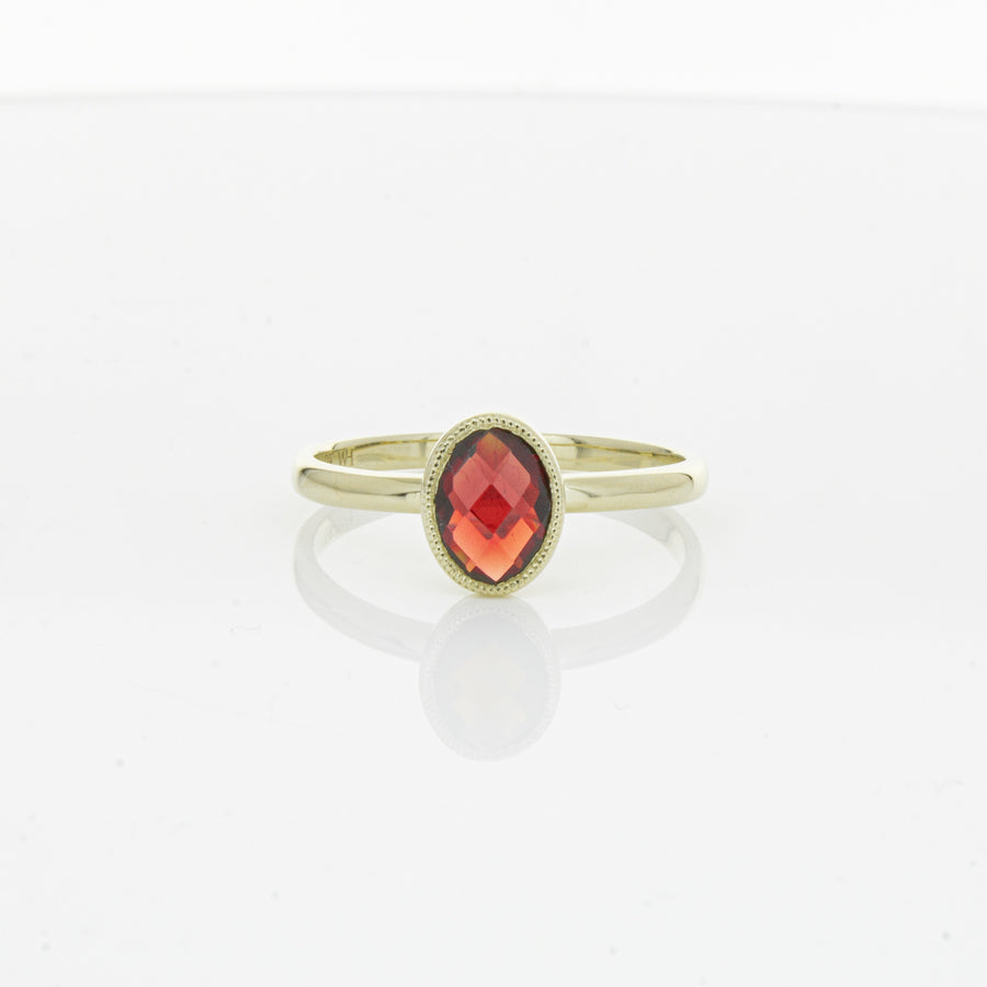 9ct Yellow Gold Garnet Saffron Ring-Ring-Walker & Hall