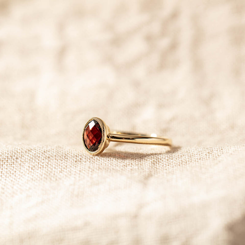 9ct Yellow Gold Garnet Saffron Ring-Ring-Walker & Hall
