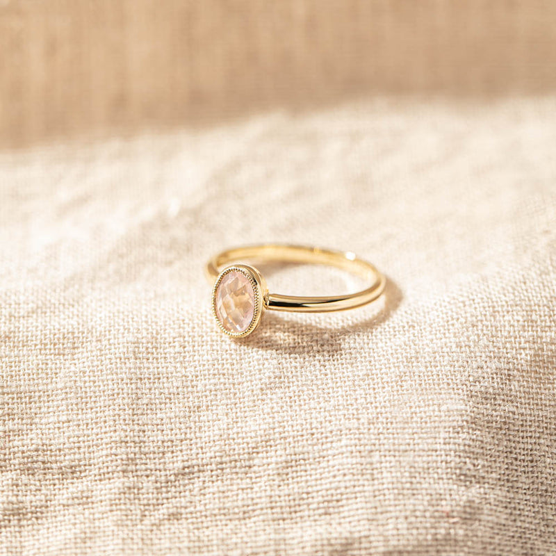 9ct Yellow Gold Rose Quartz Rose Hip Ring-Ring-Walker & Hall