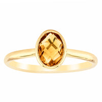 9ct Yellow Gold Citrine Elderflower Ring-Ring-Walker & Hall
