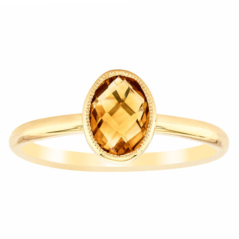 9ct Yellow Gold Citrine Elderflower Ring-Ring-Walker & Hall