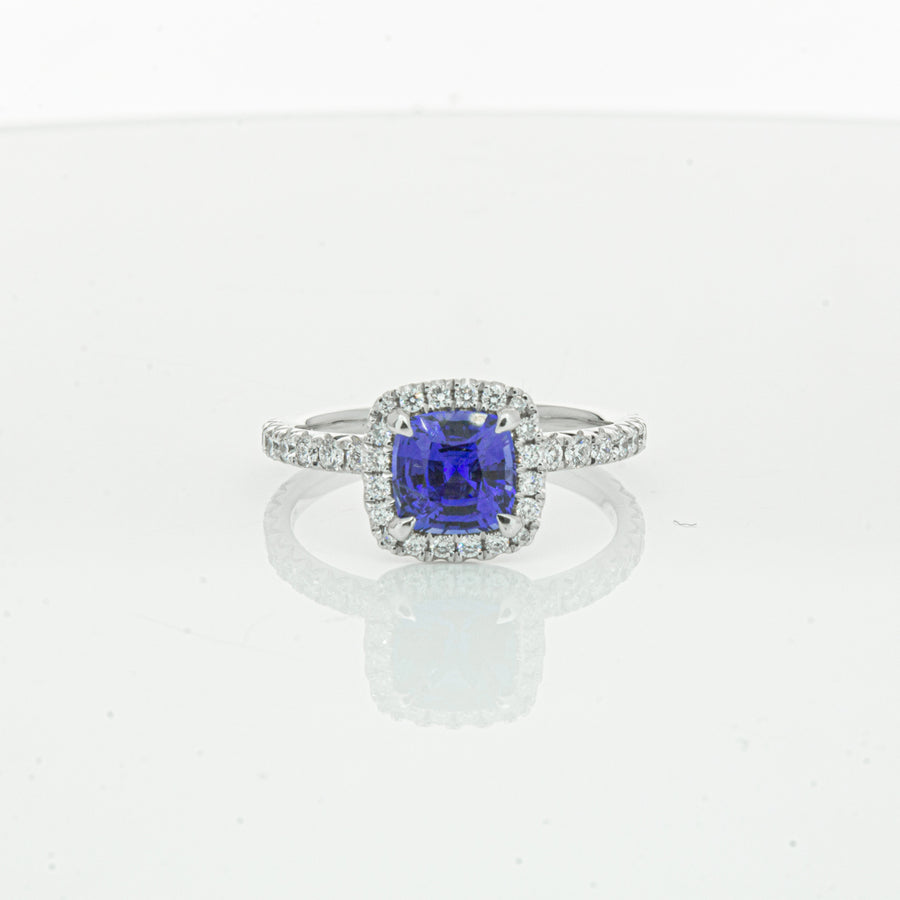 18ct White Gold 1.28ct Sapphire & Diamond Ring-Ring-Walker & Hall