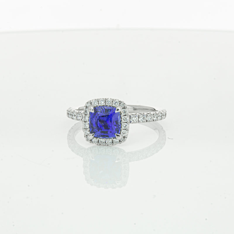 18ct White Gold 1.28ct Sapphire & Diamond Ring-Ring-Walker & Hall