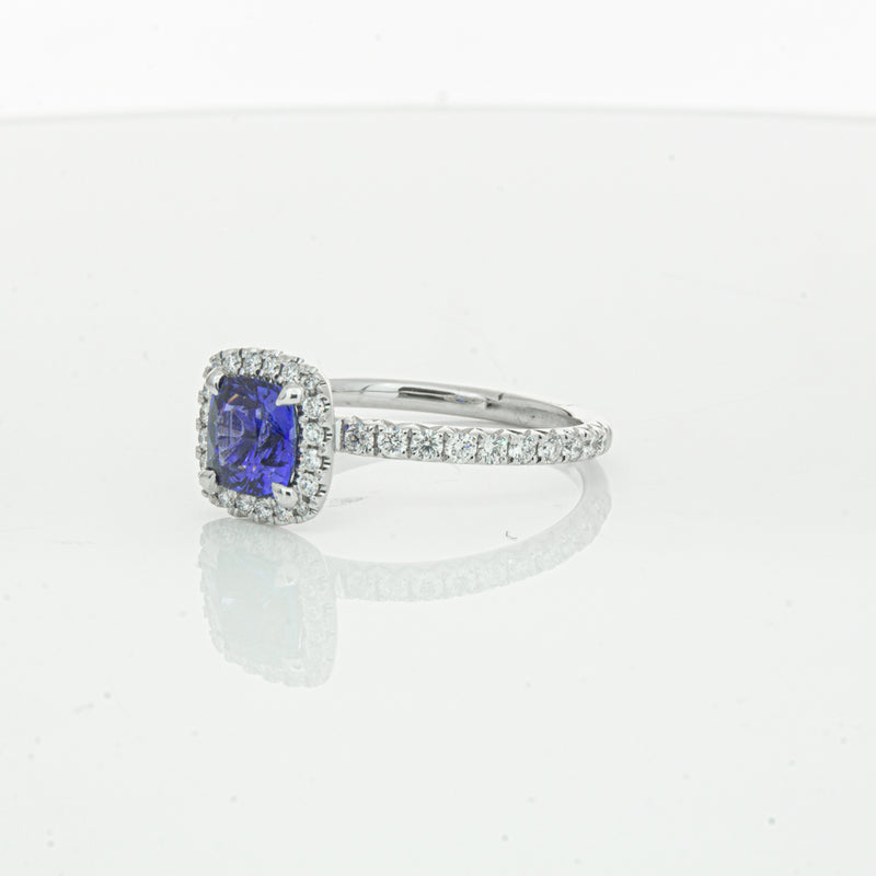 18ct White Gold 1.28ct Sapphire & Diamond Ring-Ring-Walker & Hall