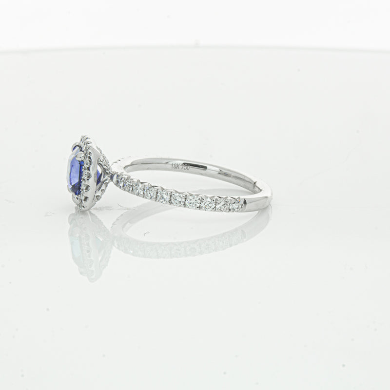 18ct White Gold 1.28ct Sapphire & Diamond Ring-Ring-Walker & Hall