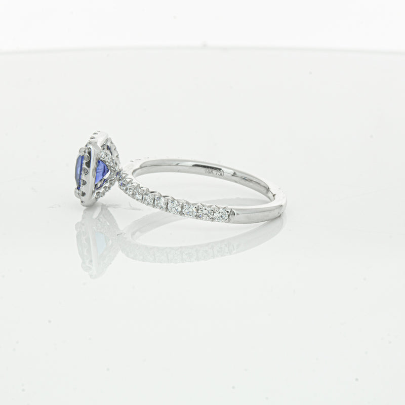 18ct White Gold 1.28ct Sapphire & Diamond Ring-Ring-Walker & Hall