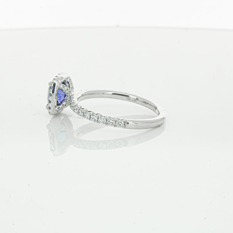 18ct White Gold 1.28ct Sapphire & Diamond Ring-Ring-Walker & Hall