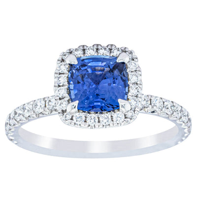 18ct White Gold 1.28ct Sapphire & Diamond Ring-Ring-Walker & Hall