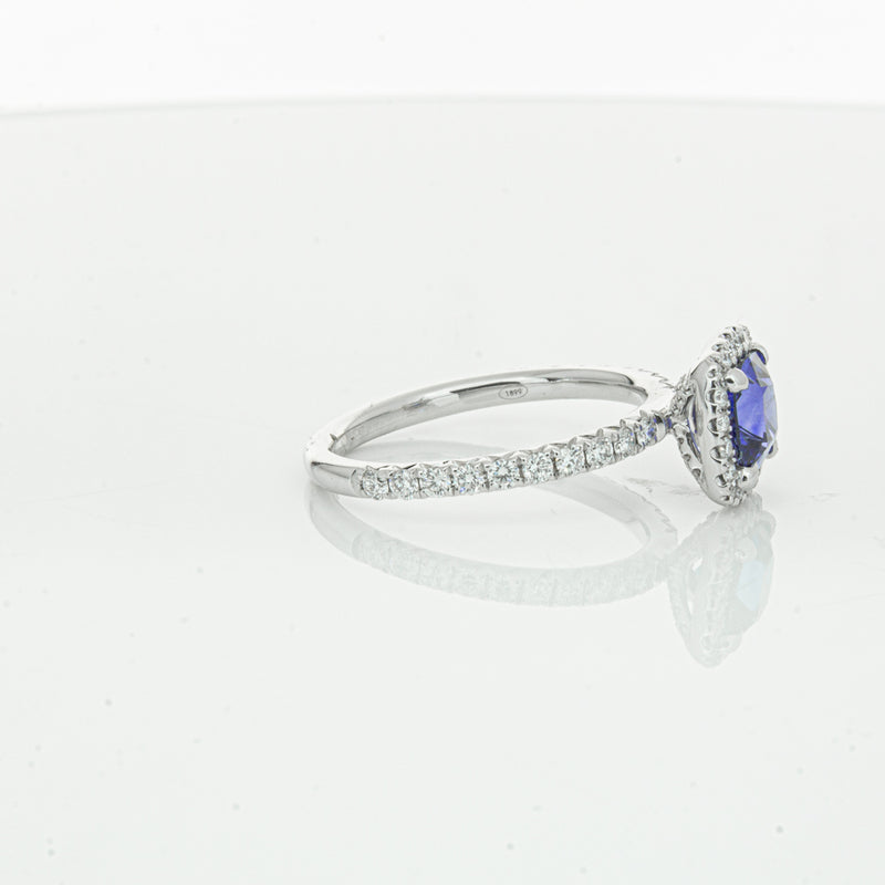 18ct White Gold 1.28ct Sapphire & Diamond Ring-Ring-Walker & Hall