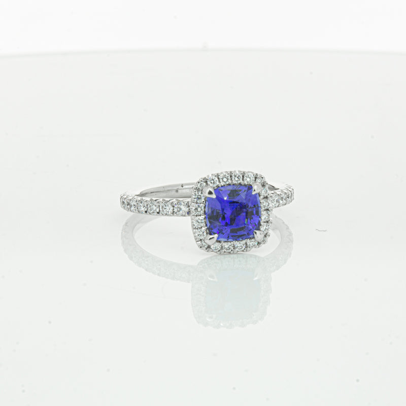 18ct White Gold 1.28ct Sapphire & Diamond Ring-Ring-Walker & Hall