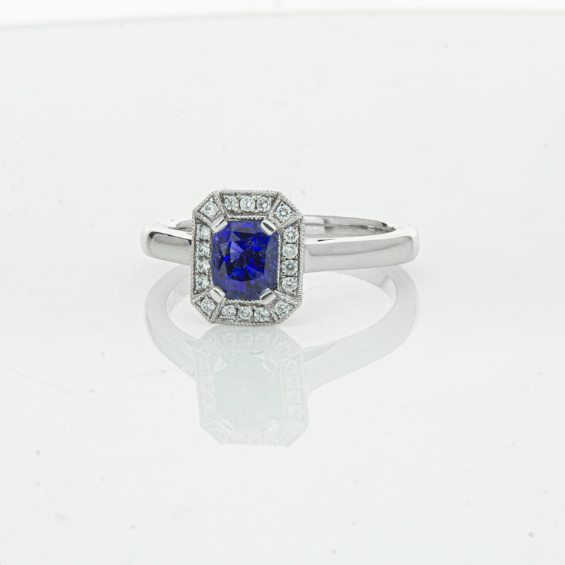 18ct White Gold 1.03ct Sapphire & Diamond Empire Ring-Ring-Walker & Hall