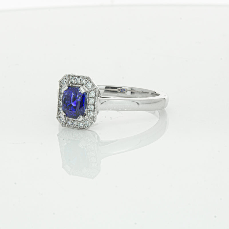 18ct White Gold 1.03ct Sapphire & Diamond Empire Ring-Ring-Walker & Hall