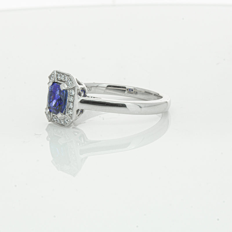 18ct White Gold 1.03ct Sapphire & Diamond Empire Ring-Ring-Walker & Hall