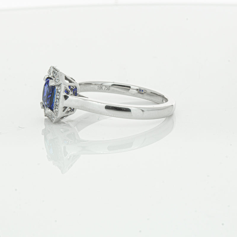 18ct White Gold 1.03ct Sapphire & Diamond Empire Ring-Ring-Walker & Hall